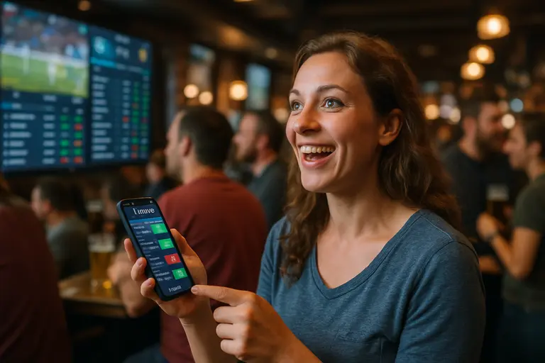 Mobile phone showing a sports schedule beside a written spending limit