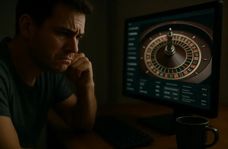Mobile player reviewing online casino revenue trends on a phone
