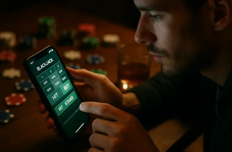 Online Casino Revenue chart on a mobile casino dashboard