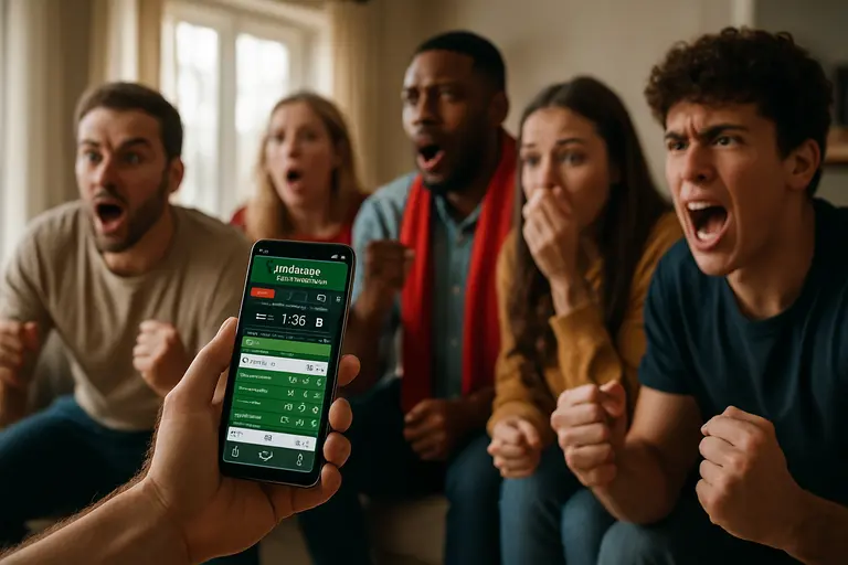 Person reviewing live sports data and account settings on a phone