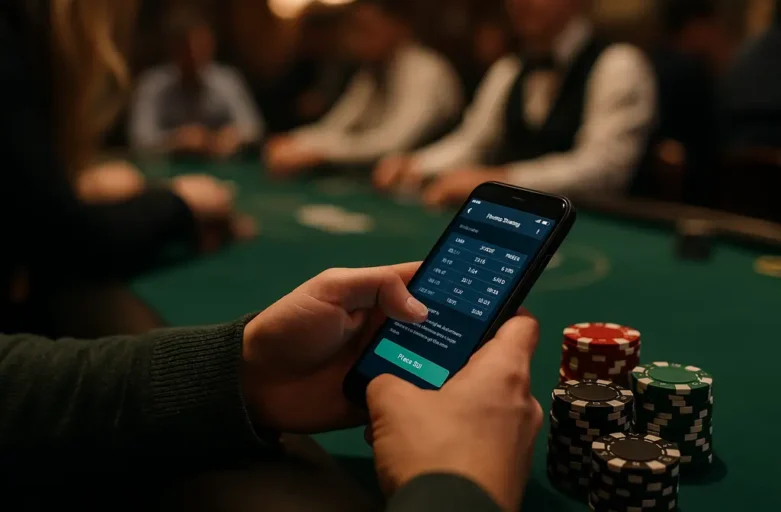 US gambling payments shown as cards, phone wallet, and bank transfer tools on a desk